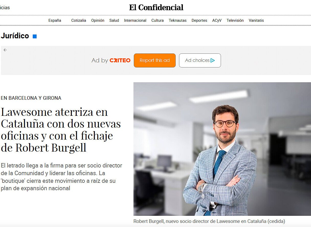Lawesome aterriza en Catalua con dos nuevas oficinas y con el fichaje de Robert Burgell